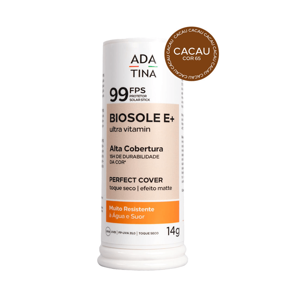 Protetor Solar Stick 12 horas Alta Cobertura Biosole E Plus Ultra Vitamin FPS 99 Cor Cacau 14g