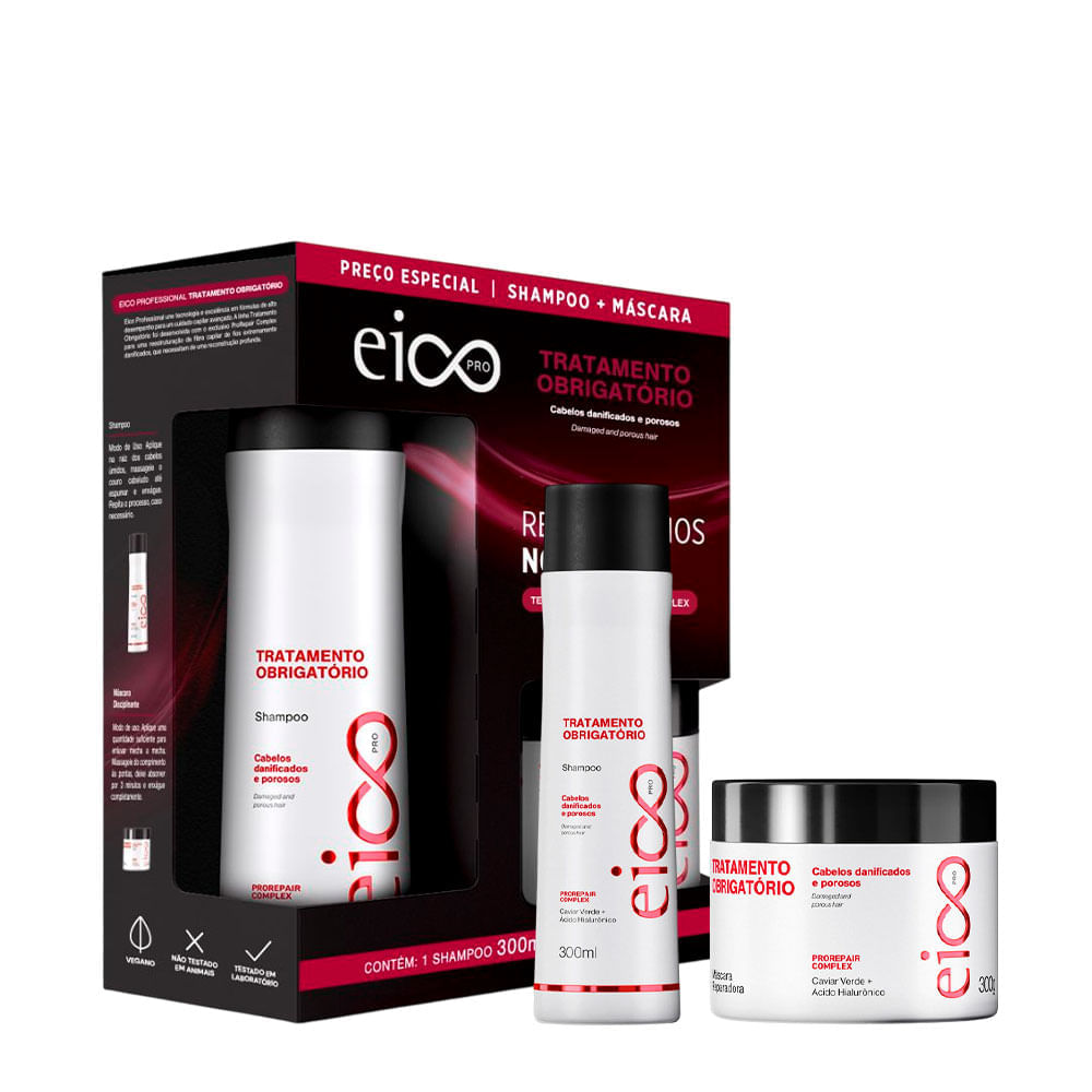 Kit Eico Pro Tratamento Obrigatório Shampoo 300ml + Máscara 300g
