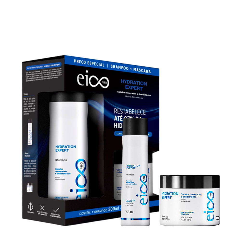 Kit Eico Pro Hydration Expert Shampoo 300ml + Máscara 300g