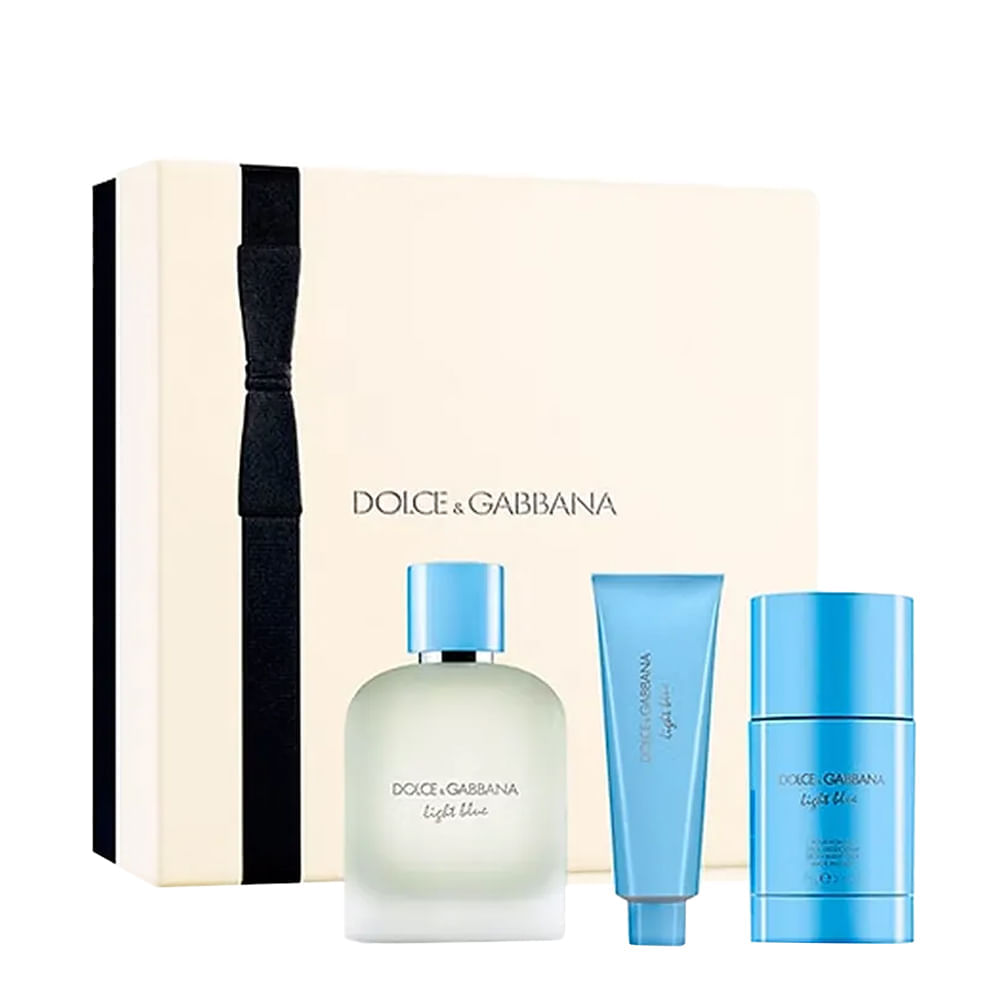 Kit Dolce & Gabbana Light Blue Perfume Masculino Eau De Toilette 100ml + Shower Gel 50ml + Deo Stick 75g