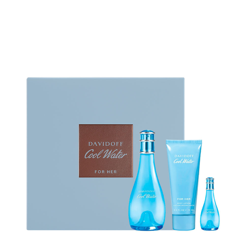Kit Cool Perfume Water Feminino Eau De Toilette 100ml + 15ml + Body Lotion Davidoff  75ml