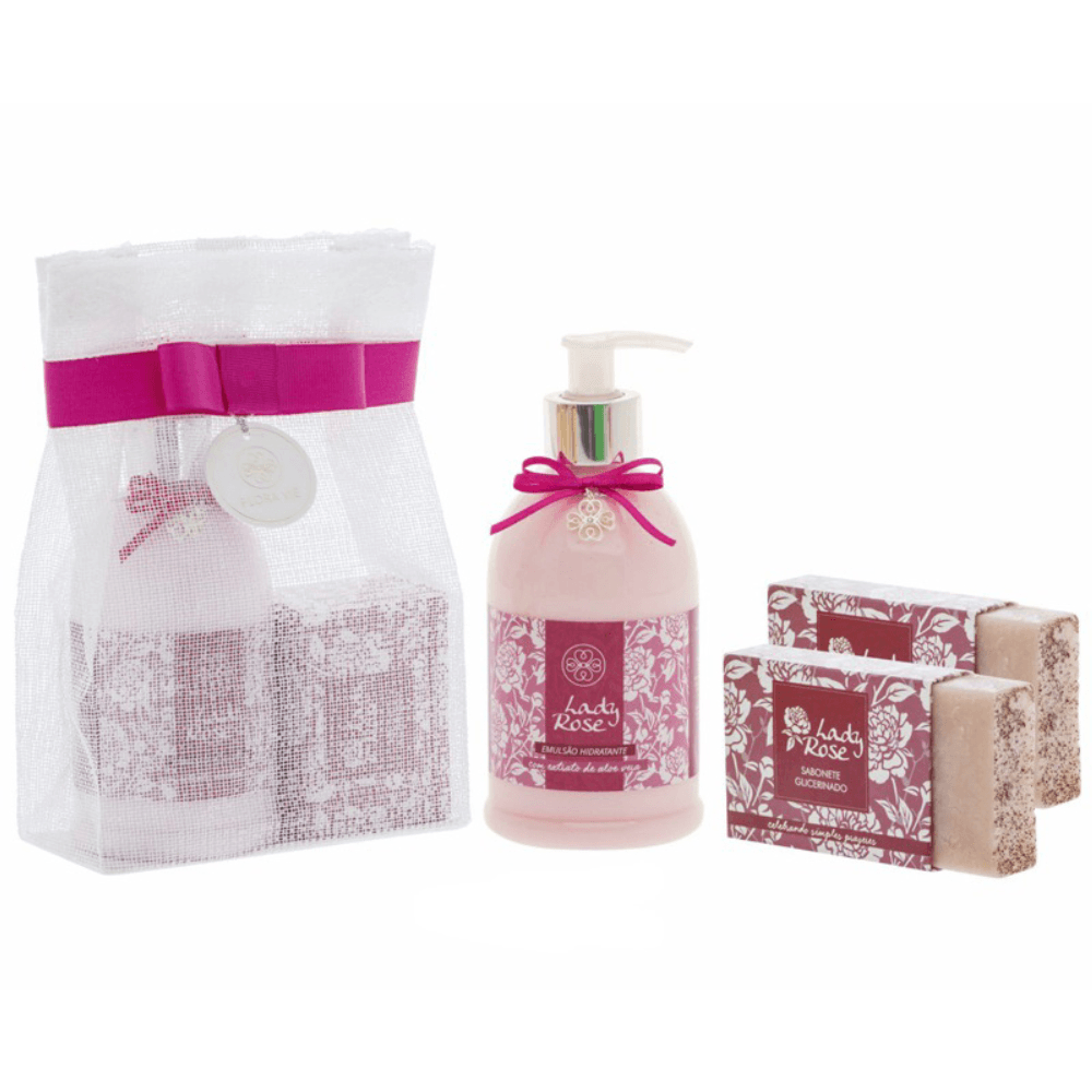Kit Lady Rose Hidratante 380ml + 2 sabonetes 90g