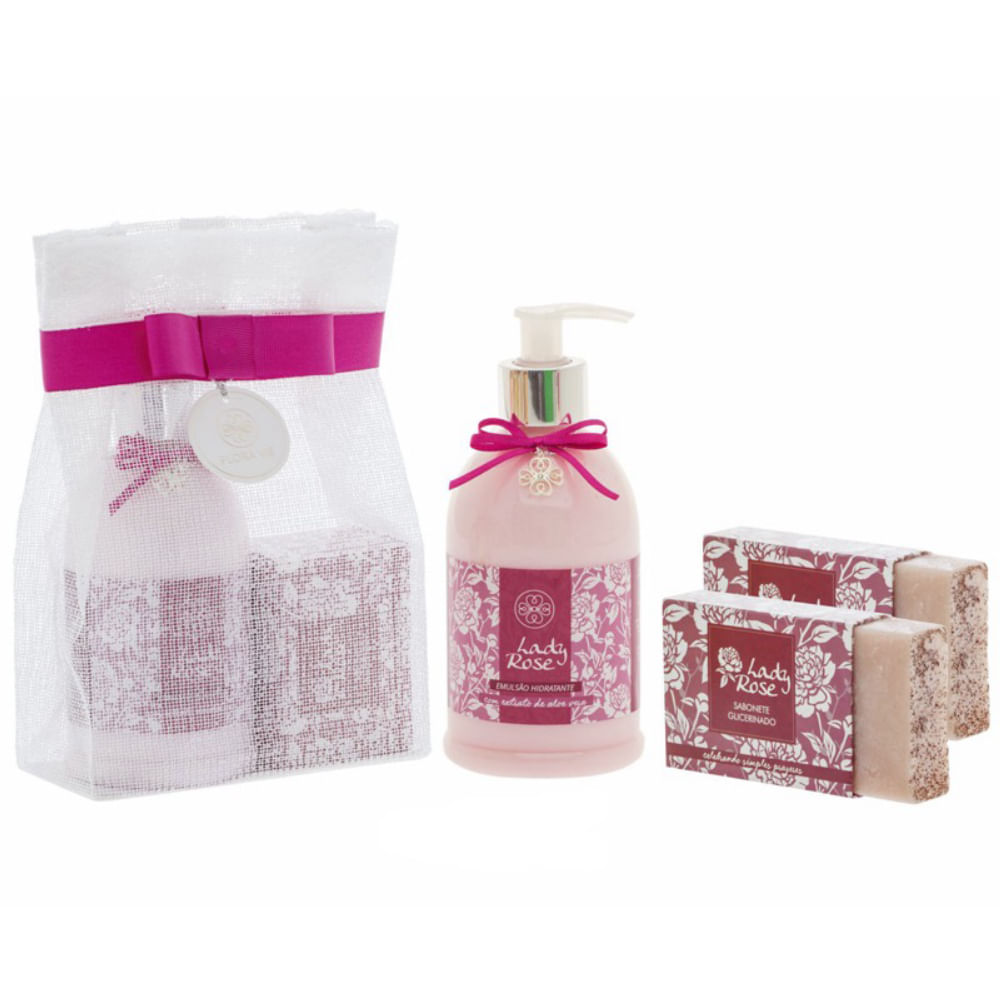 Kit Lady Rose Hidratante 380ml + 2 Sabonetes 90g