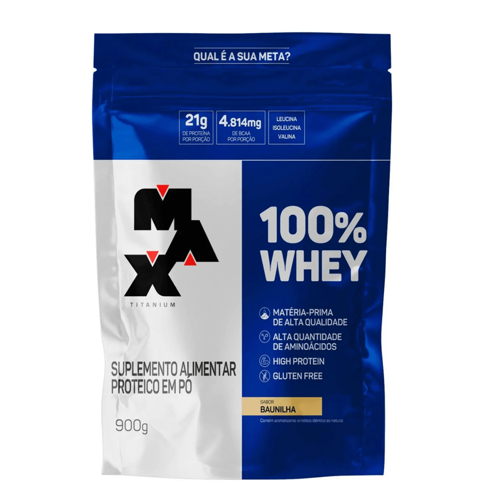 Refil 100% Whey Max Titanium Baunilha 900g