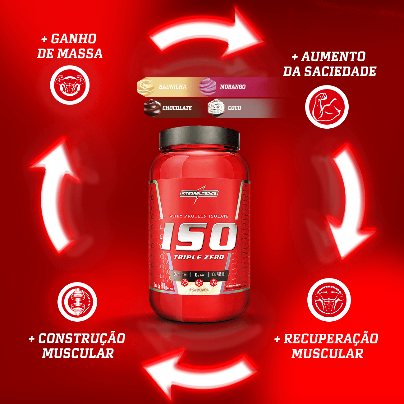 Whey Protein Isolado Morango 900g