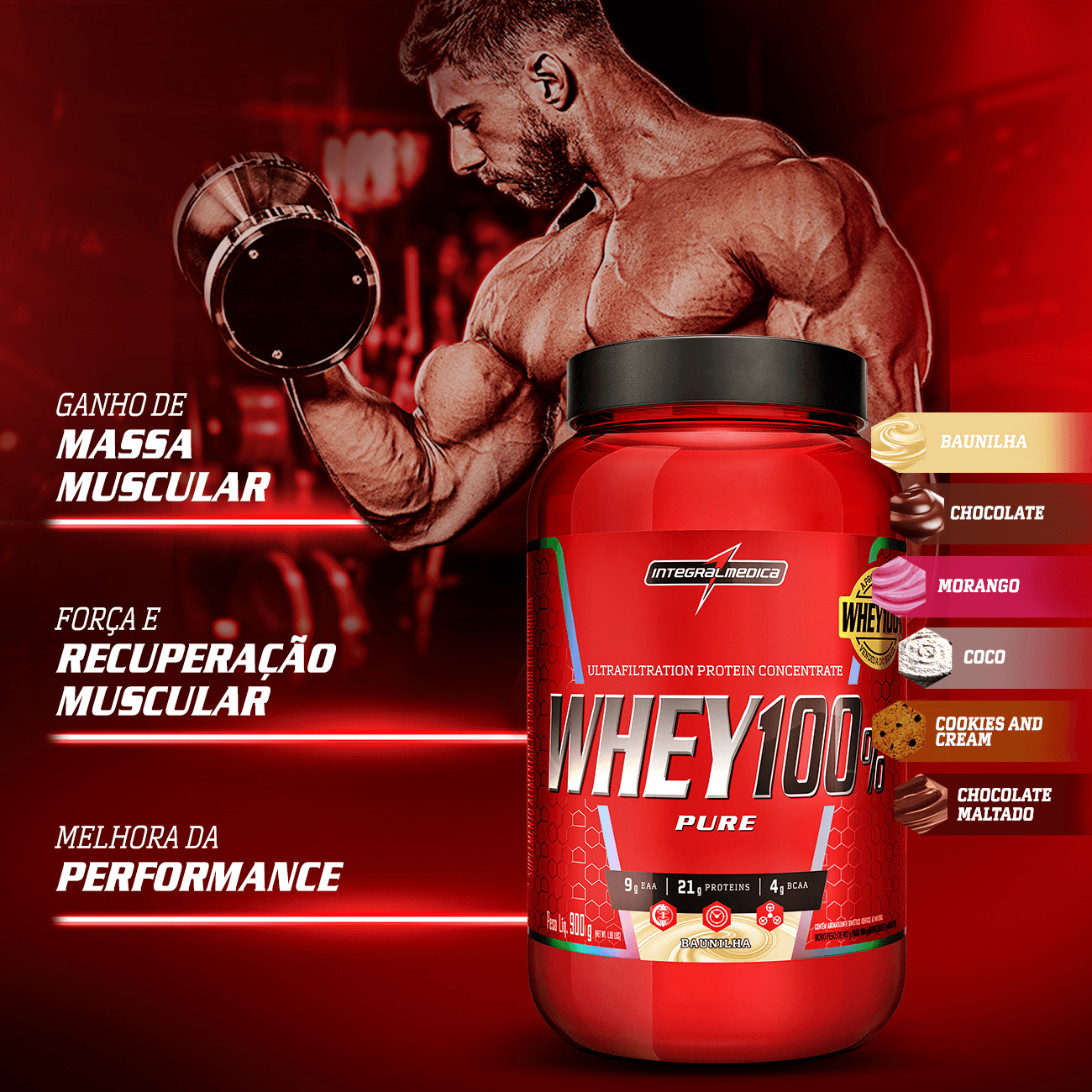 Whey Protein Concentrado Gelato Cookies Pote 900g