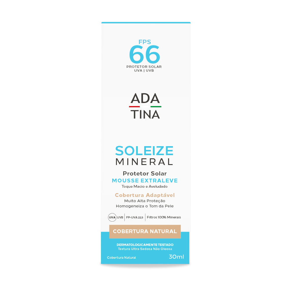 Protetor Solar Físico Soleize Mineral FPS 66 com Cor 30ml