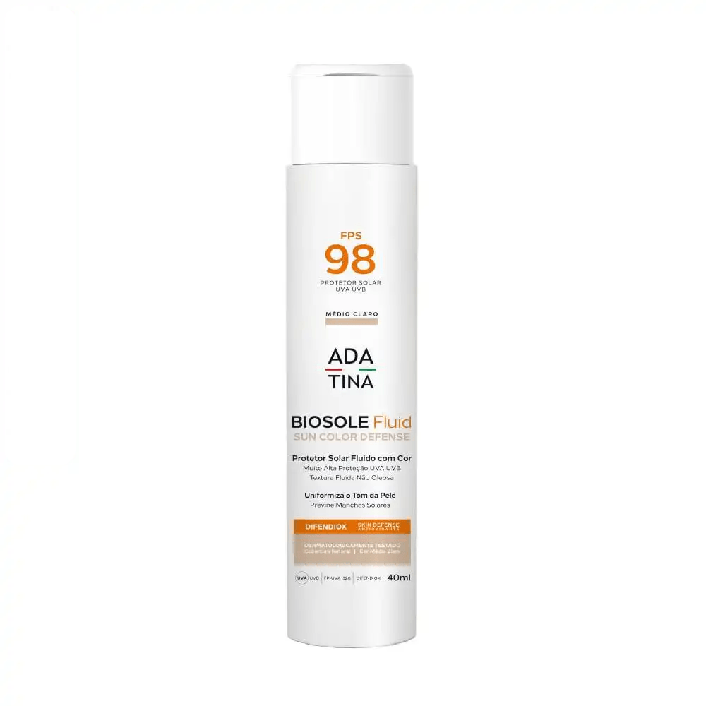 Protetor Solar Fluido Com Cor Biosole Fluid Sun Color Defense FPS 98  Médio Claro 30ml
