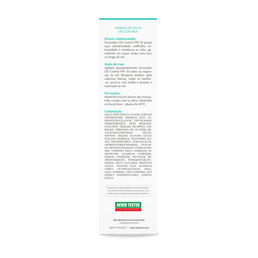 Protetor Solar Peles Oleosas Normalize Solar Oil Control FPS 50 40ml