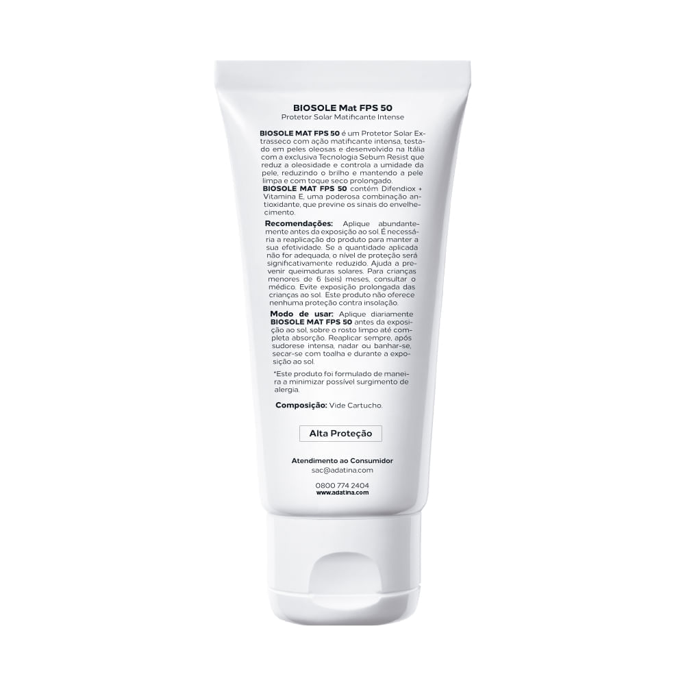 Protetor Solar Peles Muito Oleosas e Matificante Biosole MAT FPS 50 40ml