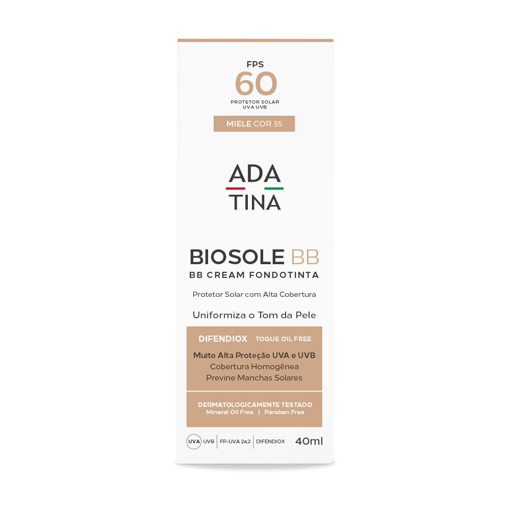 Protetor Solar Com Cor Toque Seco Biosole BB Fps 60 Cor Miele 40ml
