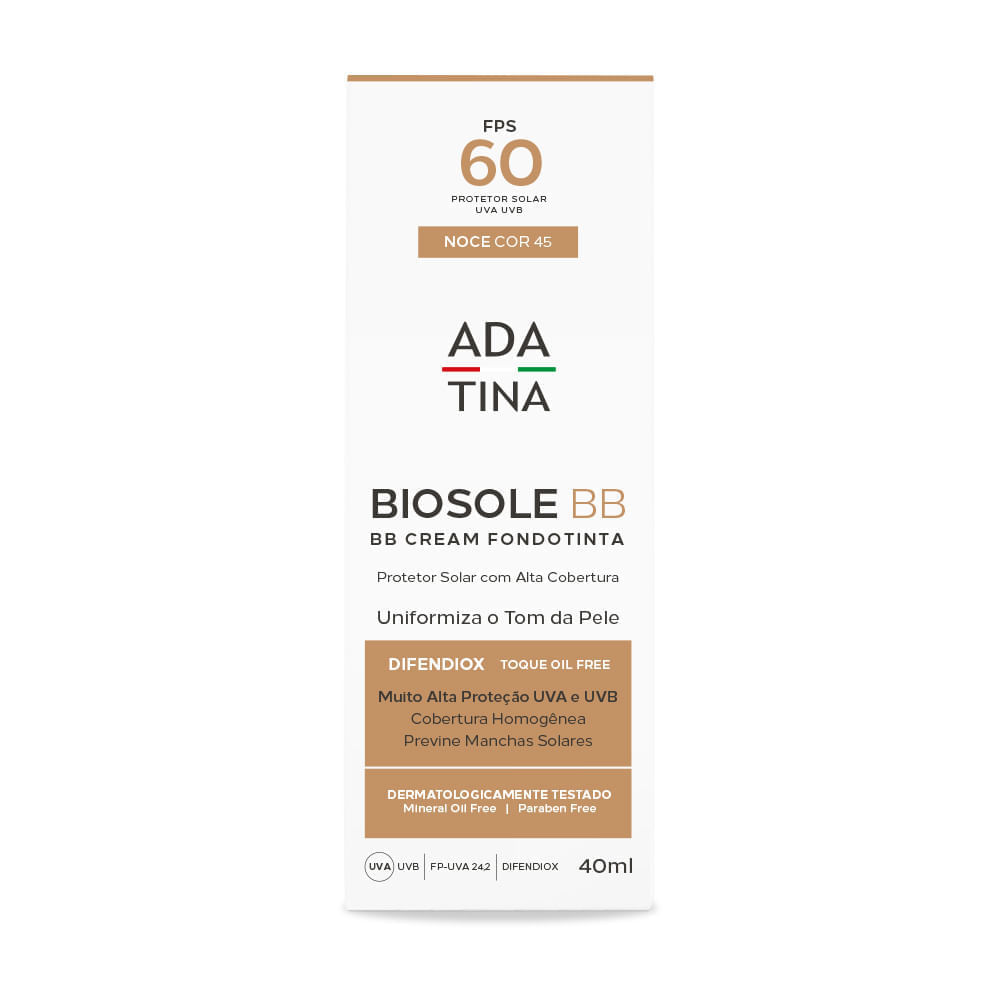 Protetor Solar Com Cor Toque Seco Biosole BB Fps 60 Cor Noce 40ml