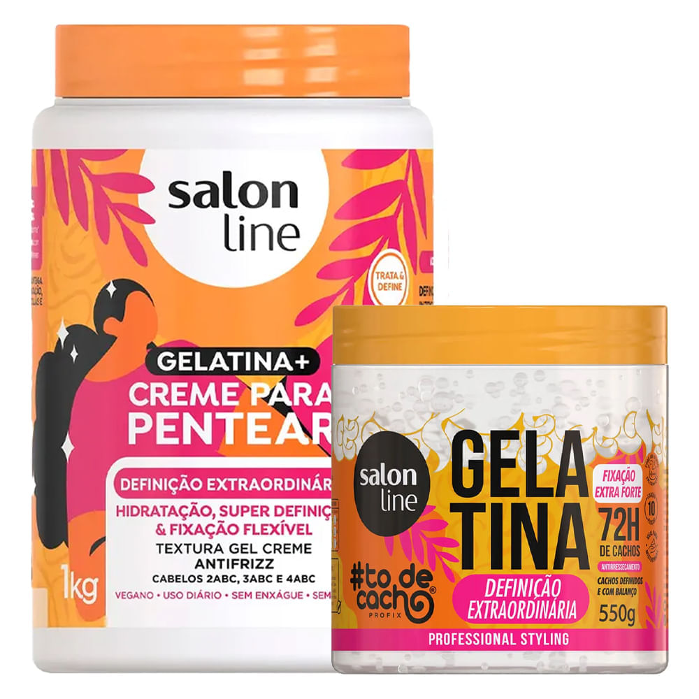 Kit Salon Line #todecacho Definição Extraordinária Creme Para Pentear 1kg + Gelatina 550g