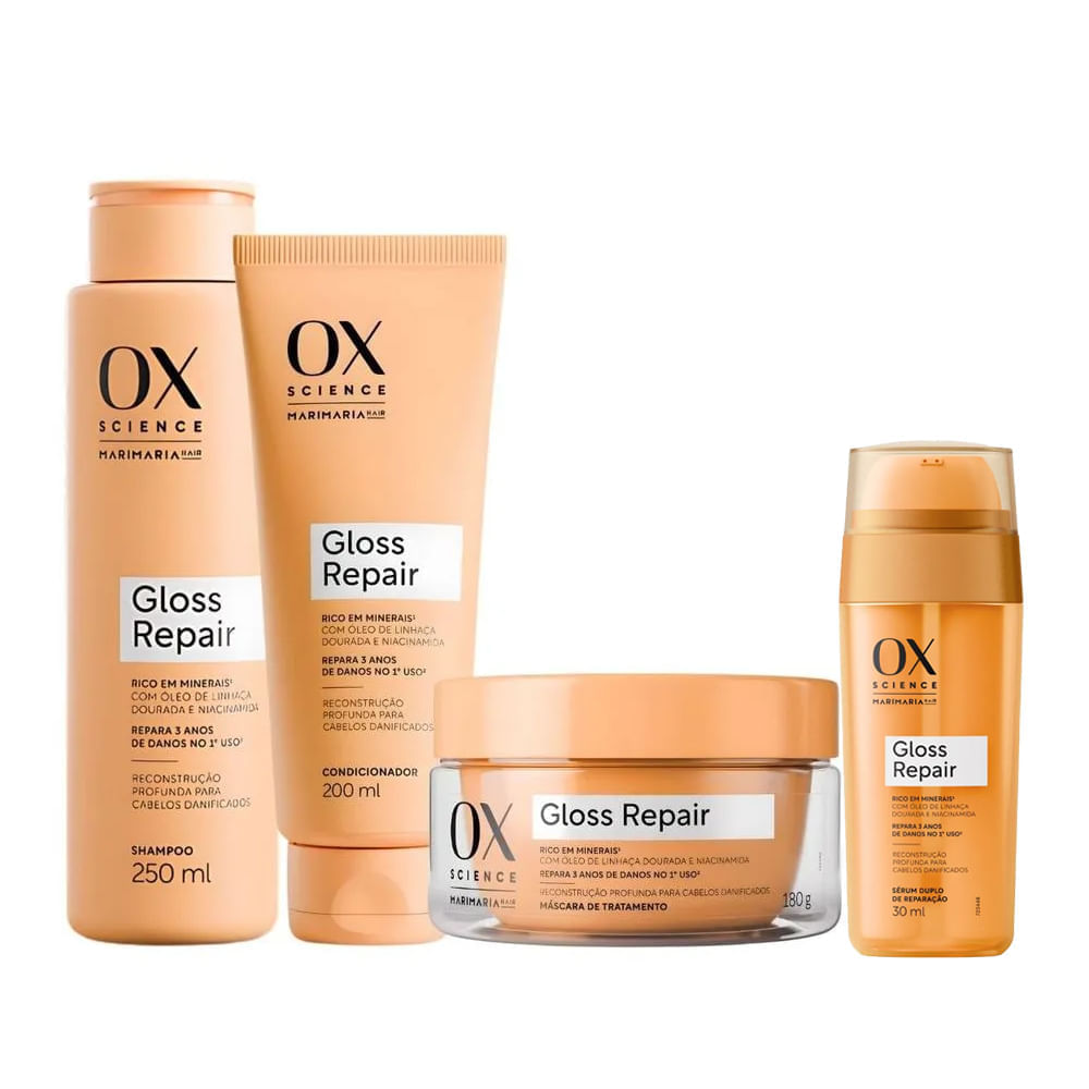 Kit 4 Produtos Ox Science Mari Maria Gloss Repair