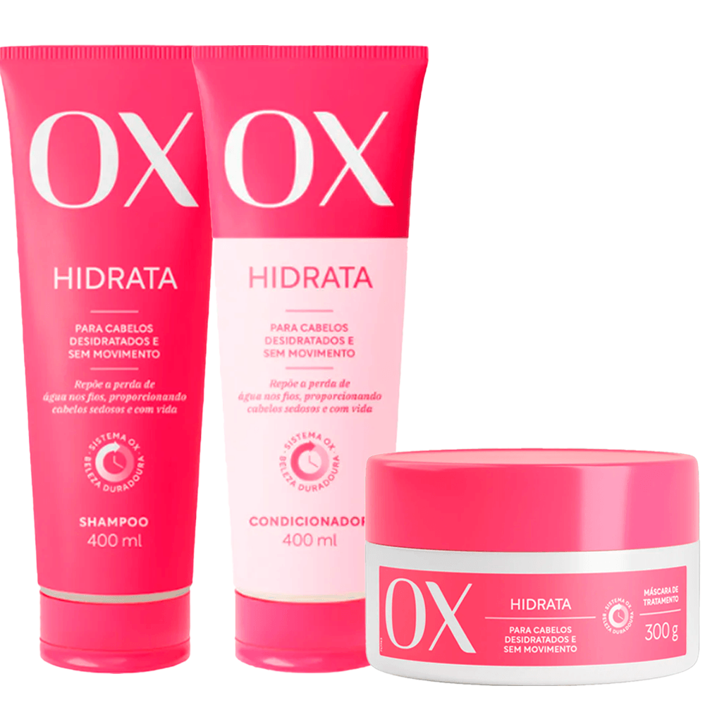 Kit Ox Shampoo Hidrata 400ml +condicionador Hidrata 400ml + Máscara De Tratamento Hidrata 300g