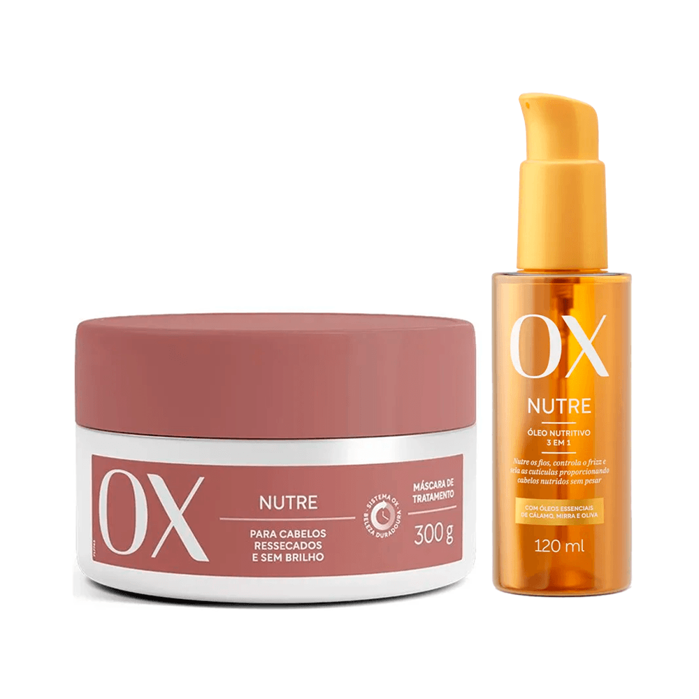 Kit Ox Máscara De Tratamento Nutrição 300g + Óleo Capilar Nutritivo 3 Em 1 120ml