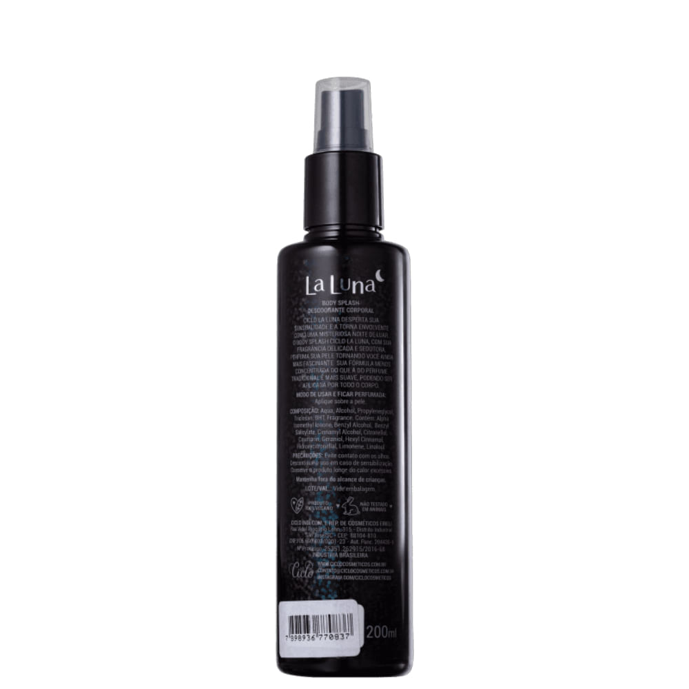 Body Spray Ciclo Cosméticos La Luna Deo Colônia 200ml