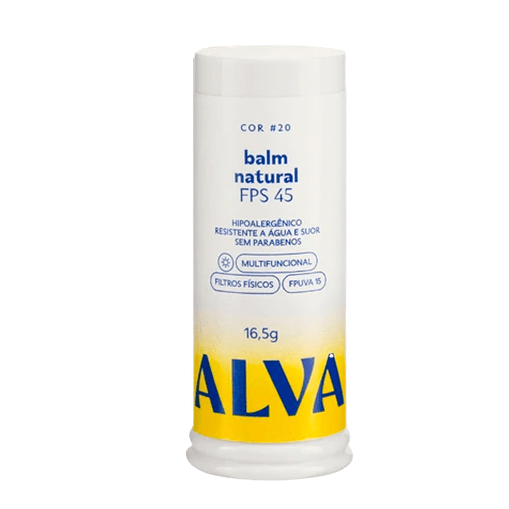 Base Protetor Alva Balm Natural FPS 45 Cor 20 16,5g
