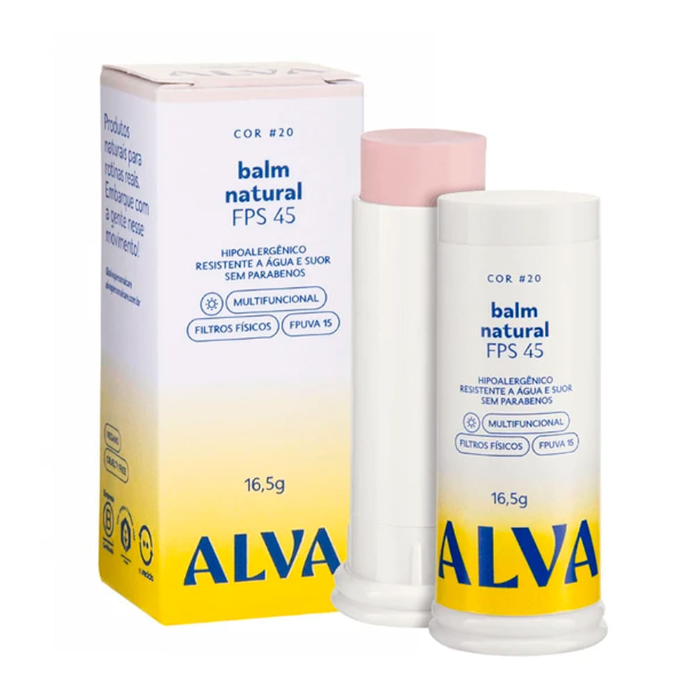Base Protetor Alva Balm Natural FPS 45 Cor 20 16,5g