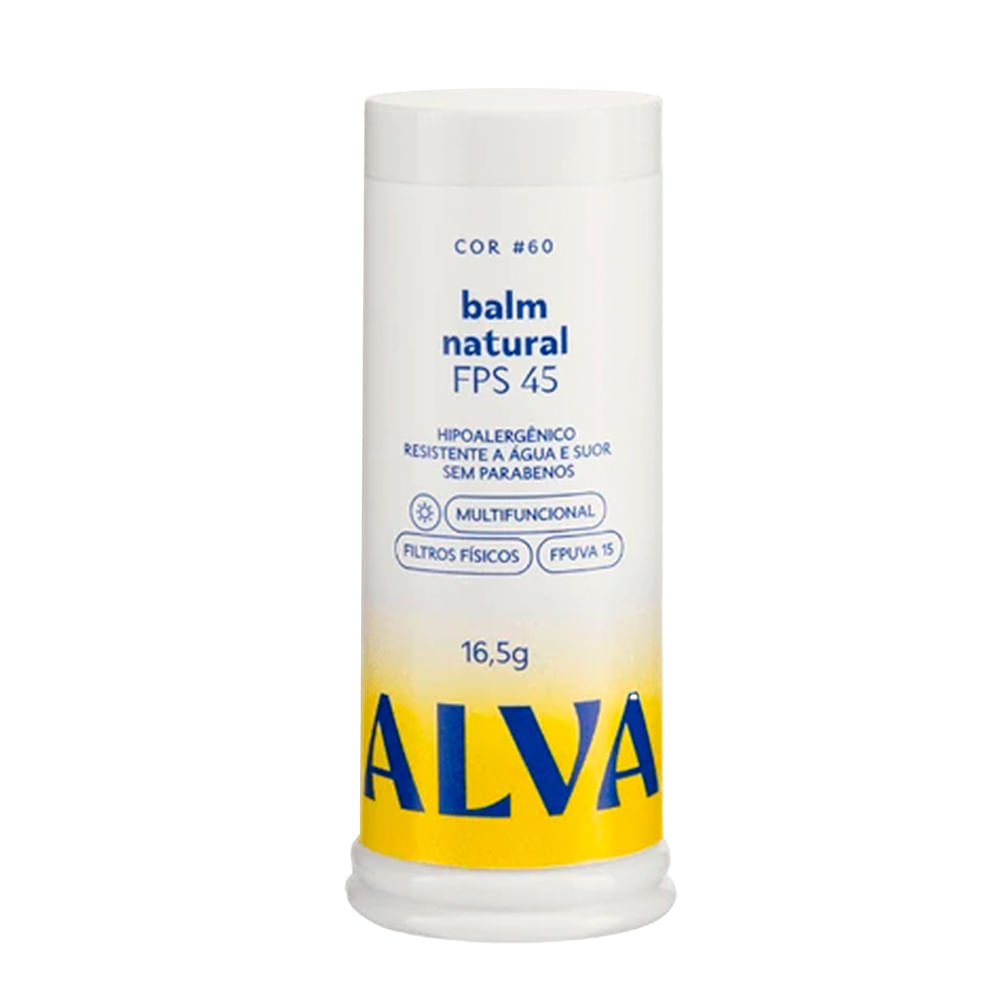 Base Protetor Alva Balm Natural FPS 45 Cor 60 16,5g