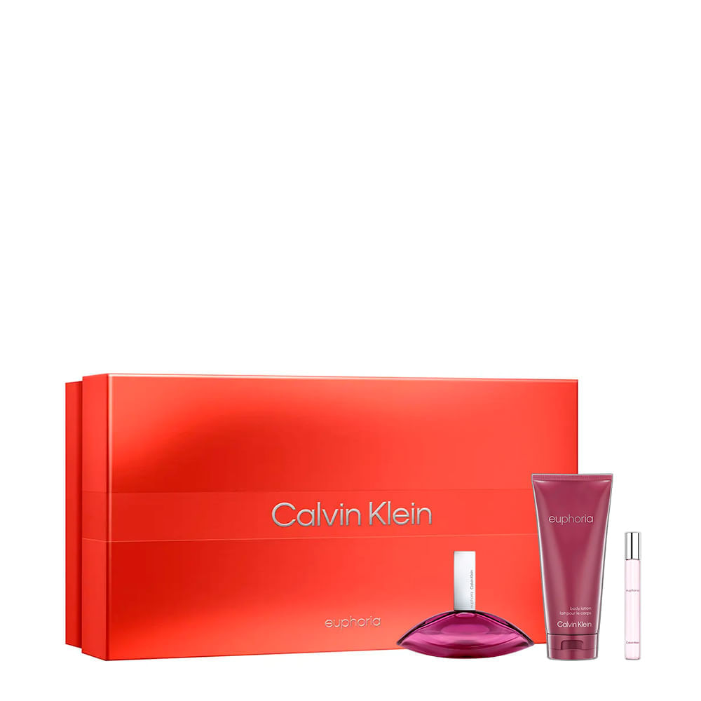 Kit Calvin Klein Euphoria Feminino Eau De Parfum 100ml + 10ml Miniatura + Body Lotion 200ml
