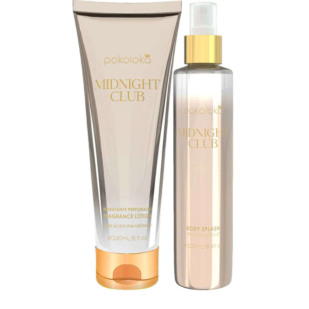 Kit Pokoloka Midnight Club Feminino Body Splash 250ml + Hidratante Corporal 240ml