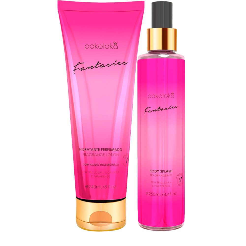 Kit Pokoloka Fantasies Feminino Body Splash 250ml + Hidratante Corporal 240ml