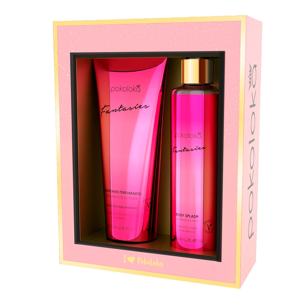 Kit Pokoloka Fantasies Feminino Body Splash 250ml + Hidratante Corporal 240ml
