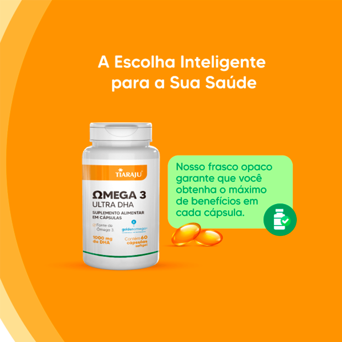 Ômega 3 Ultra Dha 1000mg Cognição Ativa Tiaraju 60 Caps Softgel