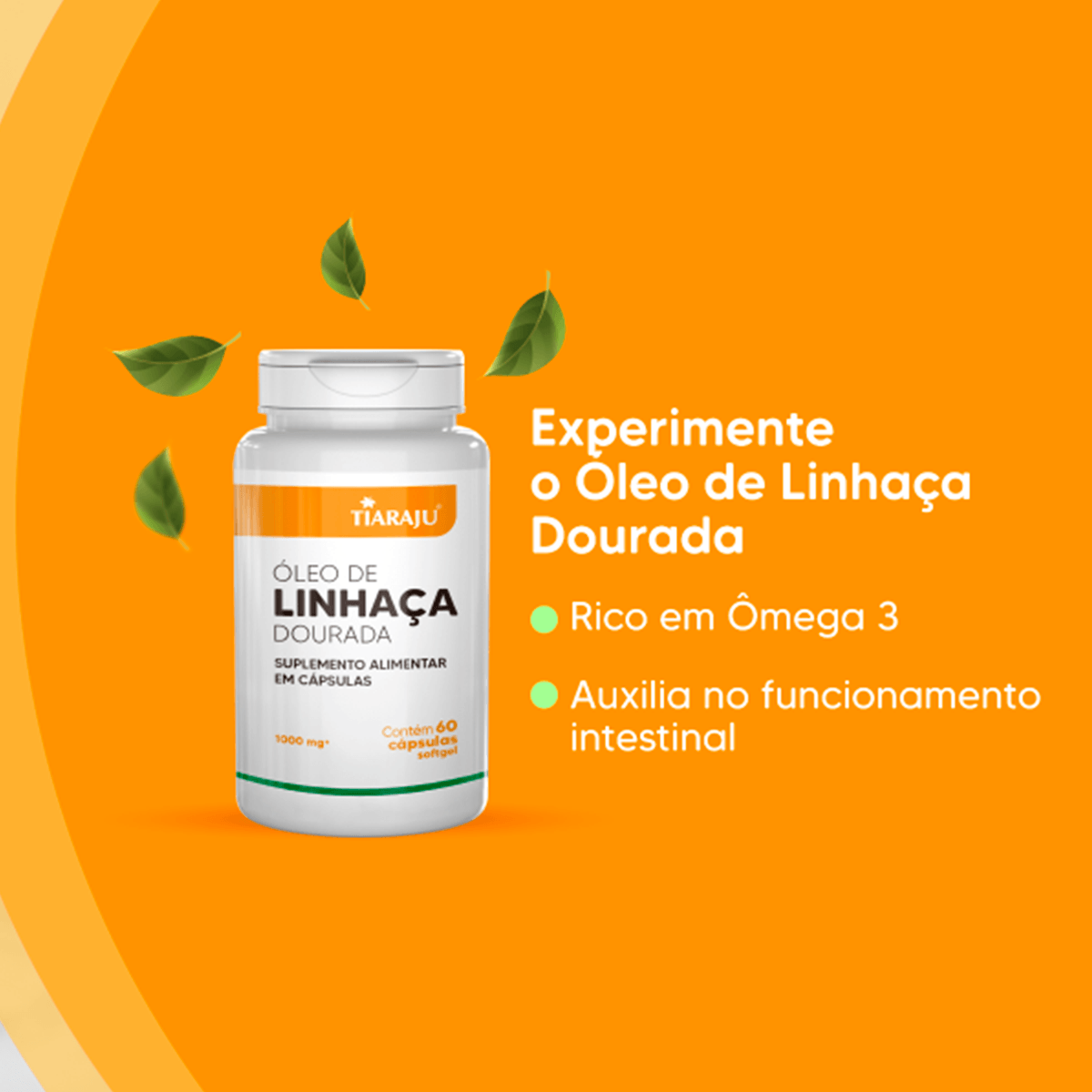Óleo De Linhaça Dourada Tiaraju 60 Cápsulas