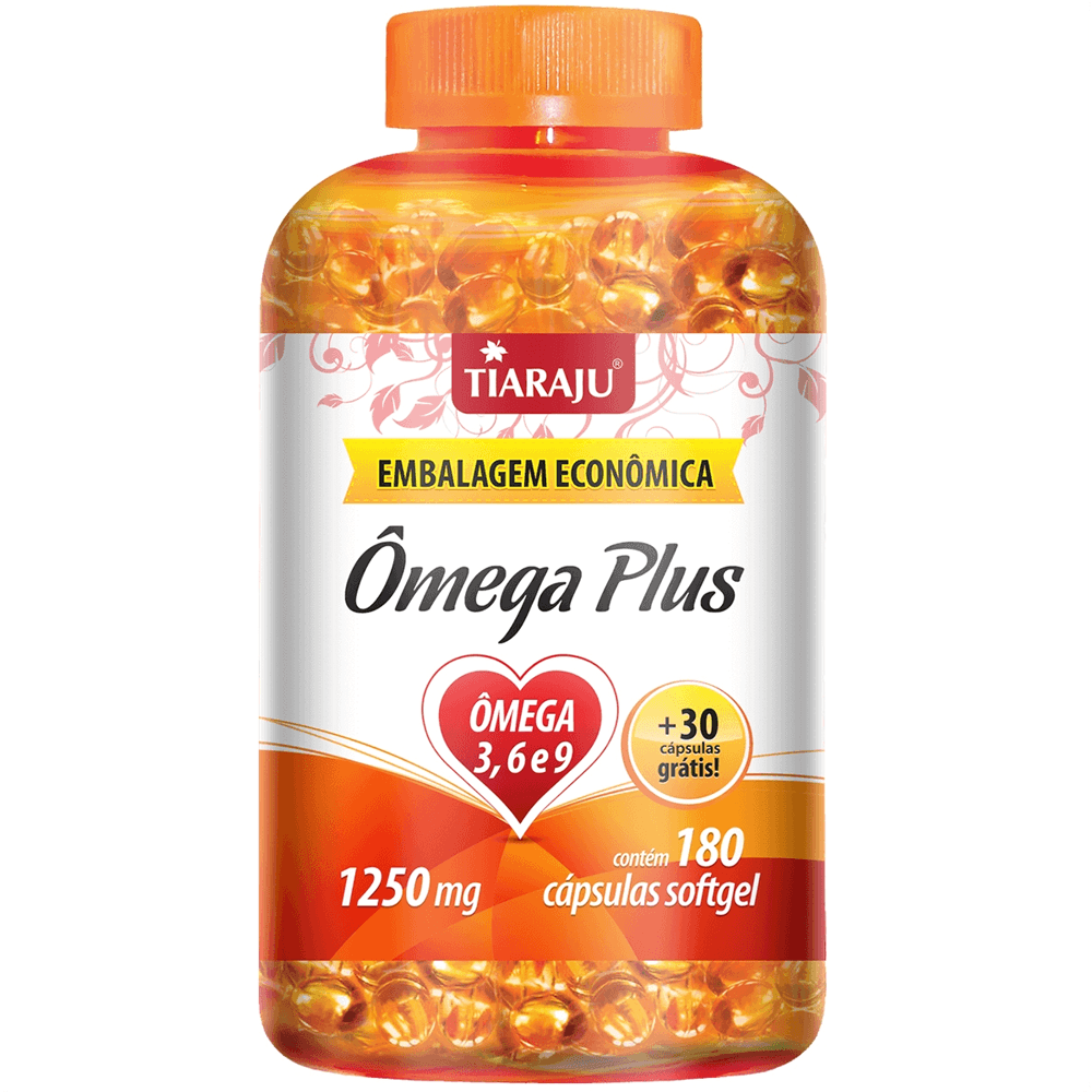 Ômega 3,6 E 9 Plus Softgel Tiaraju  1250mg 180 Cápsulas