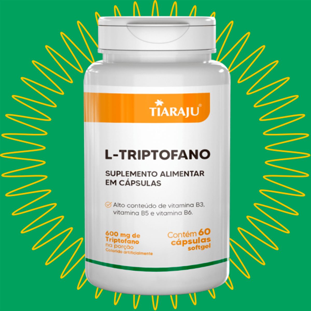 Regulador de Sono L-Triptofano Tiaraju 60 Cápsulas