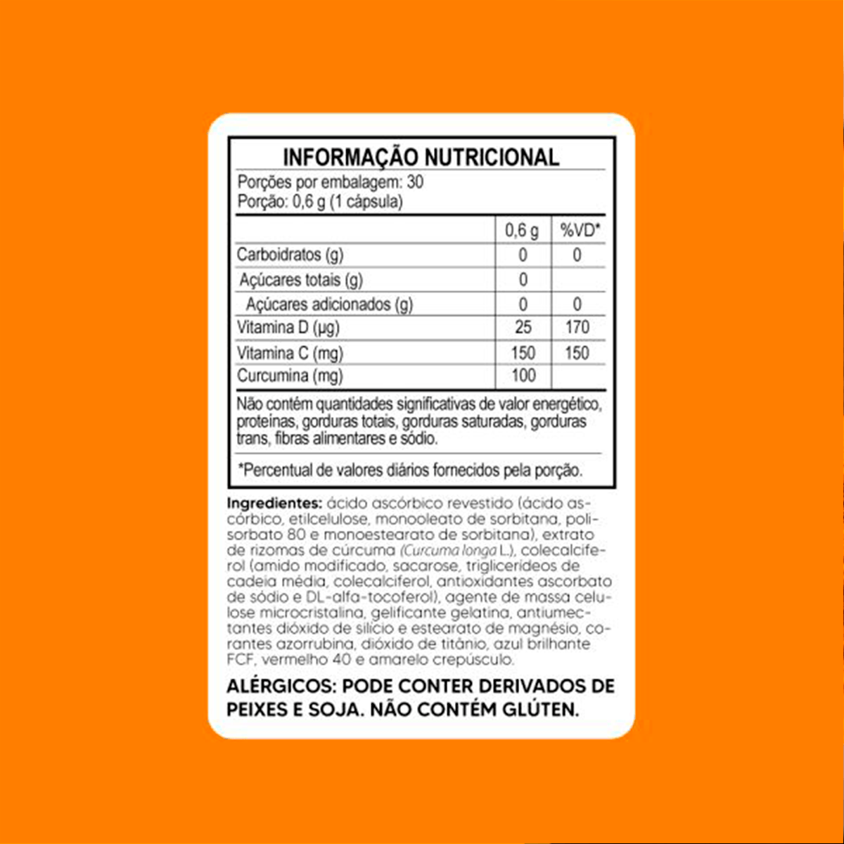 Cúrcuma Suplemento com Vitamina C e D Tiaraju 30 Cápsulas