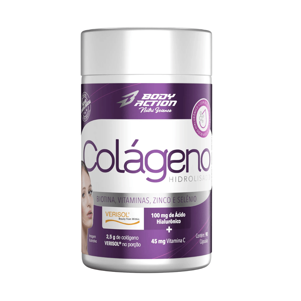 Suplemento Colágeno Verisol Com Ácido Hialurônico Bodyaction 90 Cápsulas