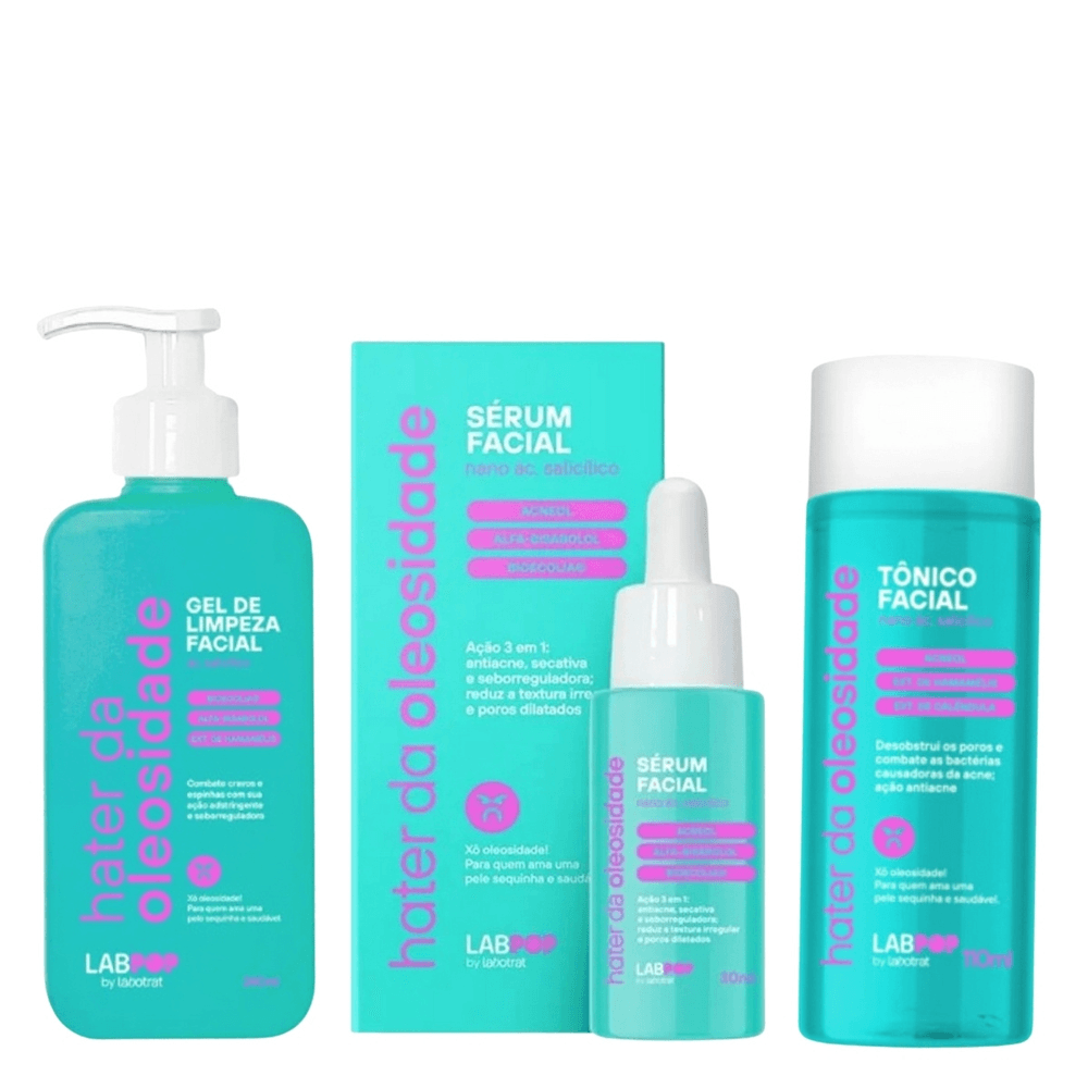 Kit Hater Da Oleosidade Tônico 200ml +sérum 30ml + Gel De Limpeza 150ml Labotrat