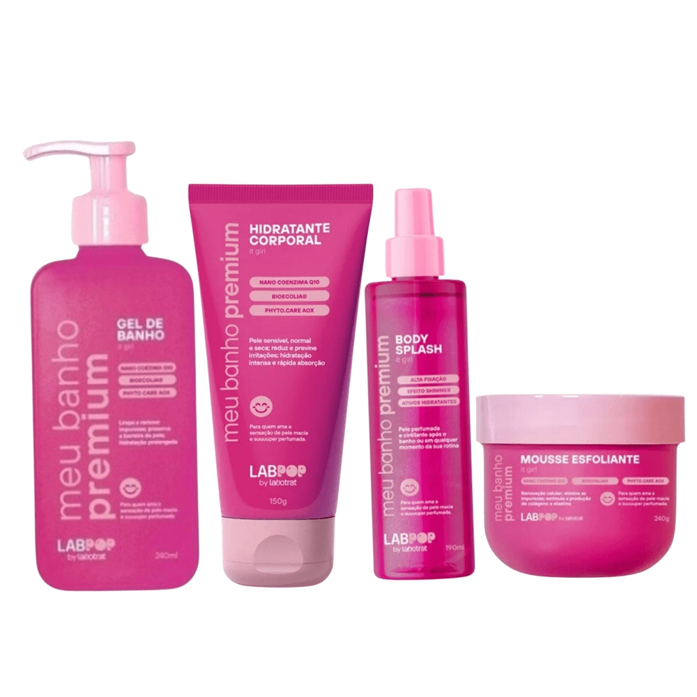 Kit Banho Premium It Girl Gel Banho 250g +hidratante Corporal 200g +esfoliante 200g +splash 150ml Labotrat