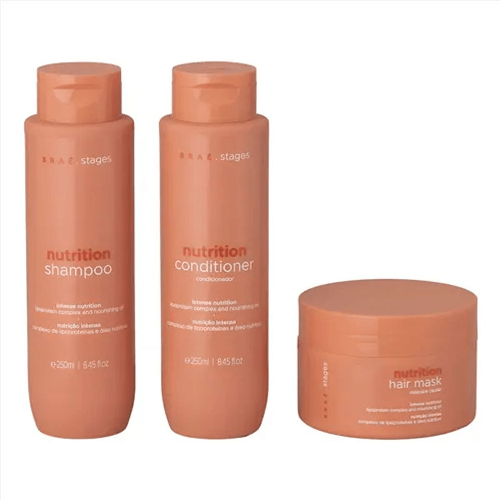 Kit Stages Nutrição Braé Shampoo 250ml +condicionador 250ml +máscara