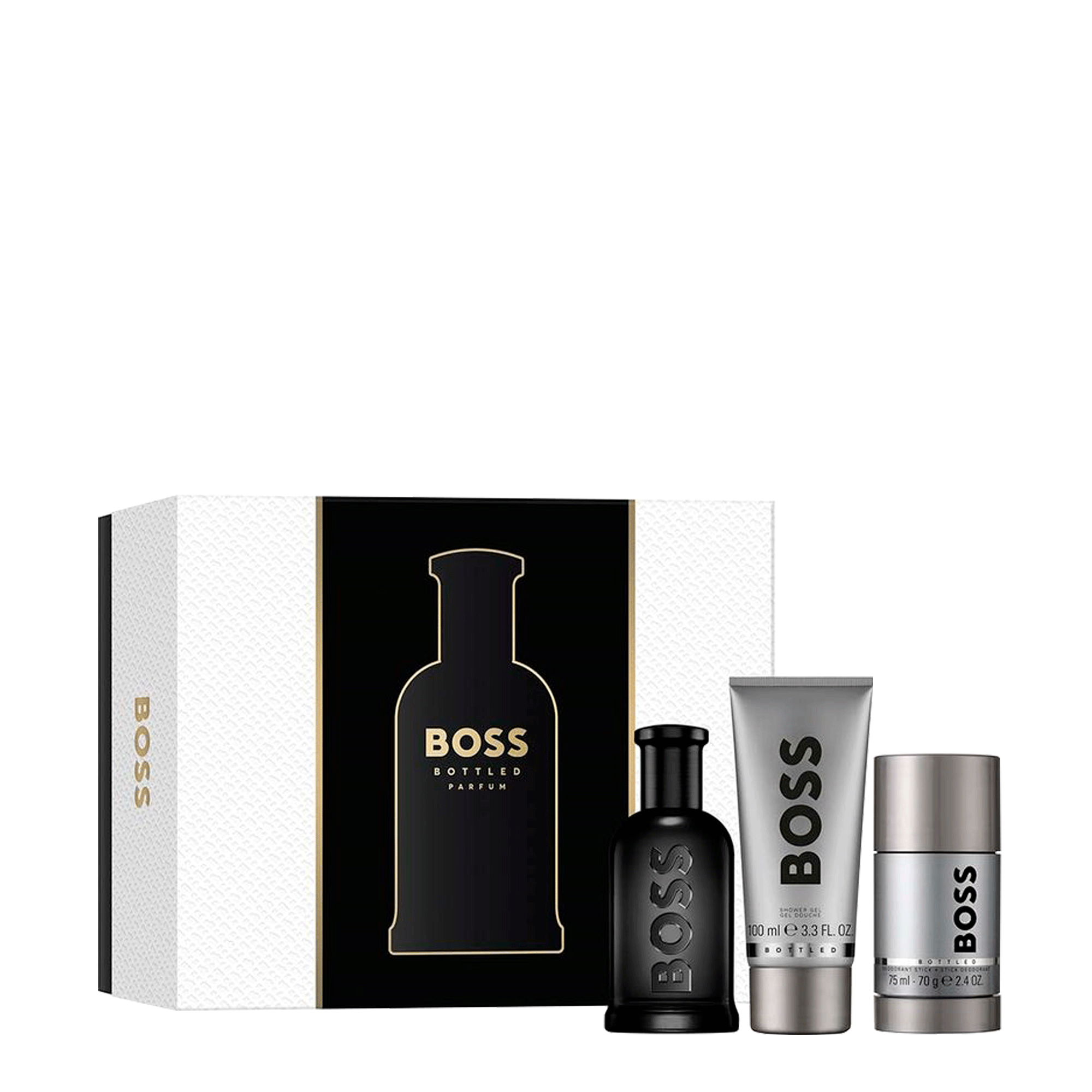 Kit Boss Bottled Men - Parfum 100ml + Shower Gel 100ml + Desodorante 75ml