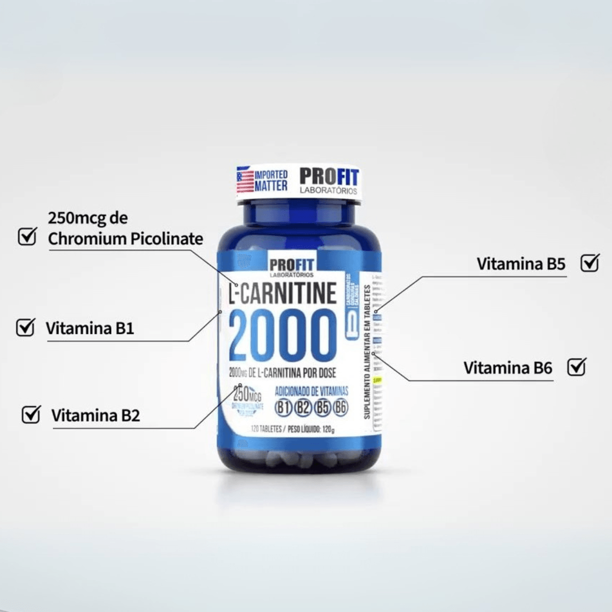 L-Carnitine Queima Gordura Profit 2000mg 60 Tabletes