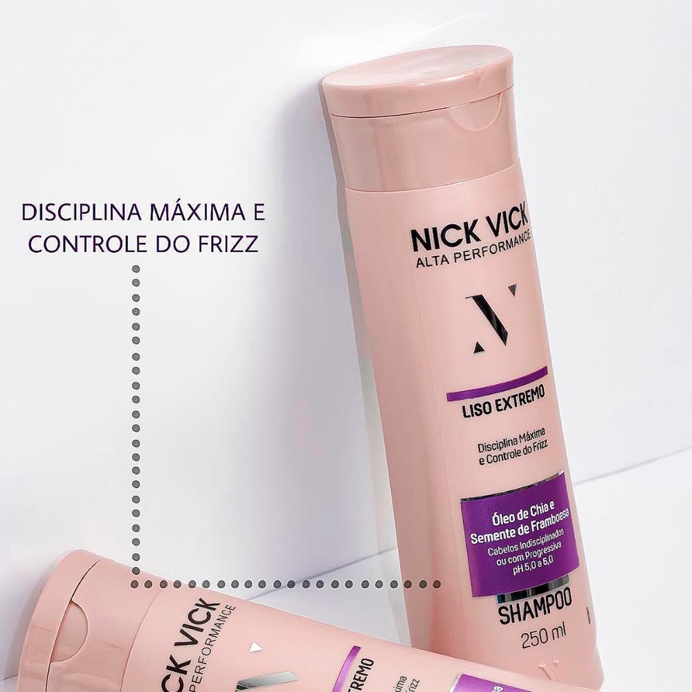 Kit Nick Vick Liso Extremo Shampoo 250ml + Condicionador 250ml + Fluido Acelerador 125ml