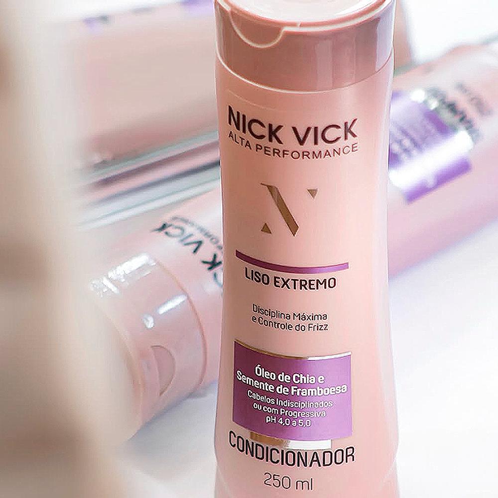 Kit Nick Vick Liso Extremo Shampoo 250ml + Condicionador 250ml + Fluido Acelerador 125ml