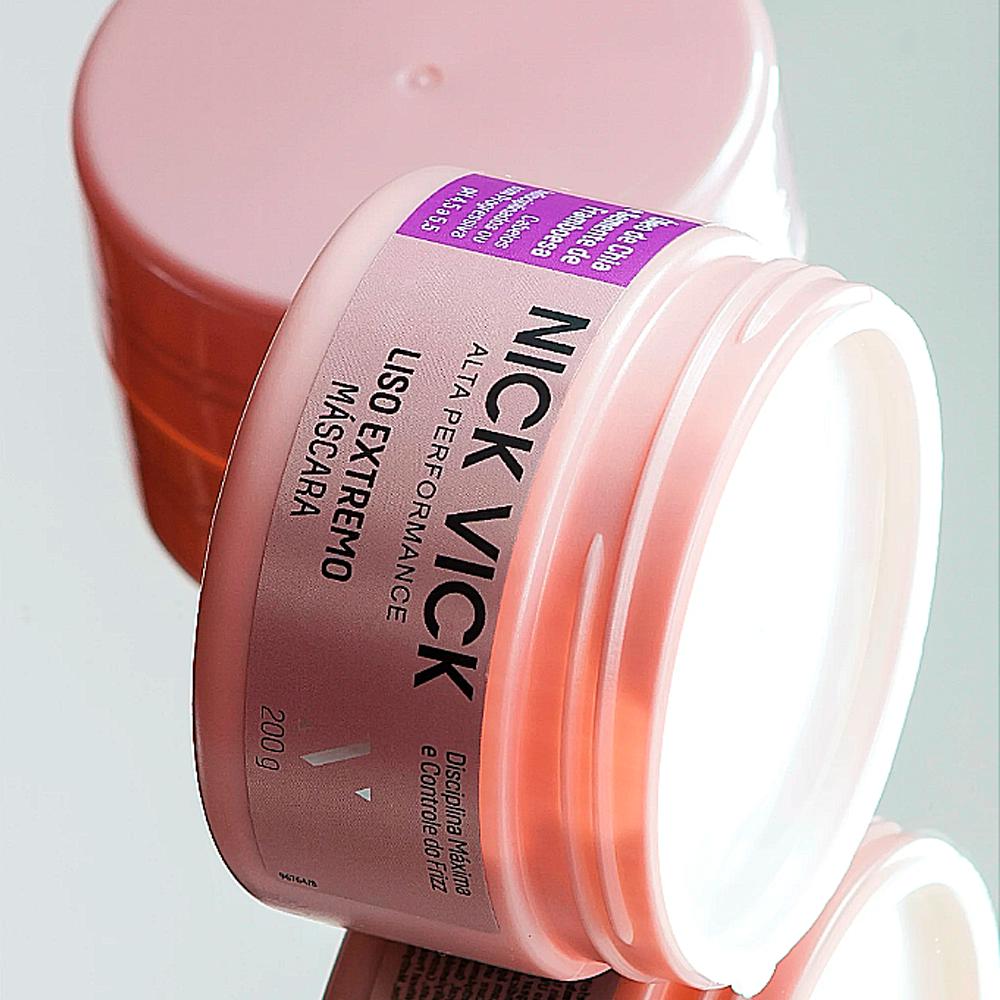 Kit Nick Vick Liso Extremo Shampoo 250ml + Condicionador 250ml + Fluido Acelerador 125ml + Máscara 200g