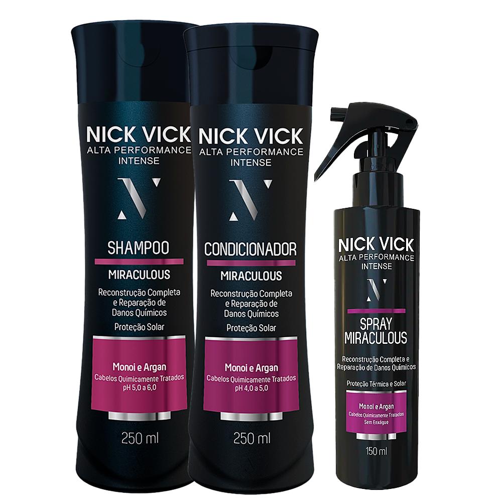 Kit Nick Vick Reestruturador Shampoo 250ml + Condicionador 250ml + Spray 150ml