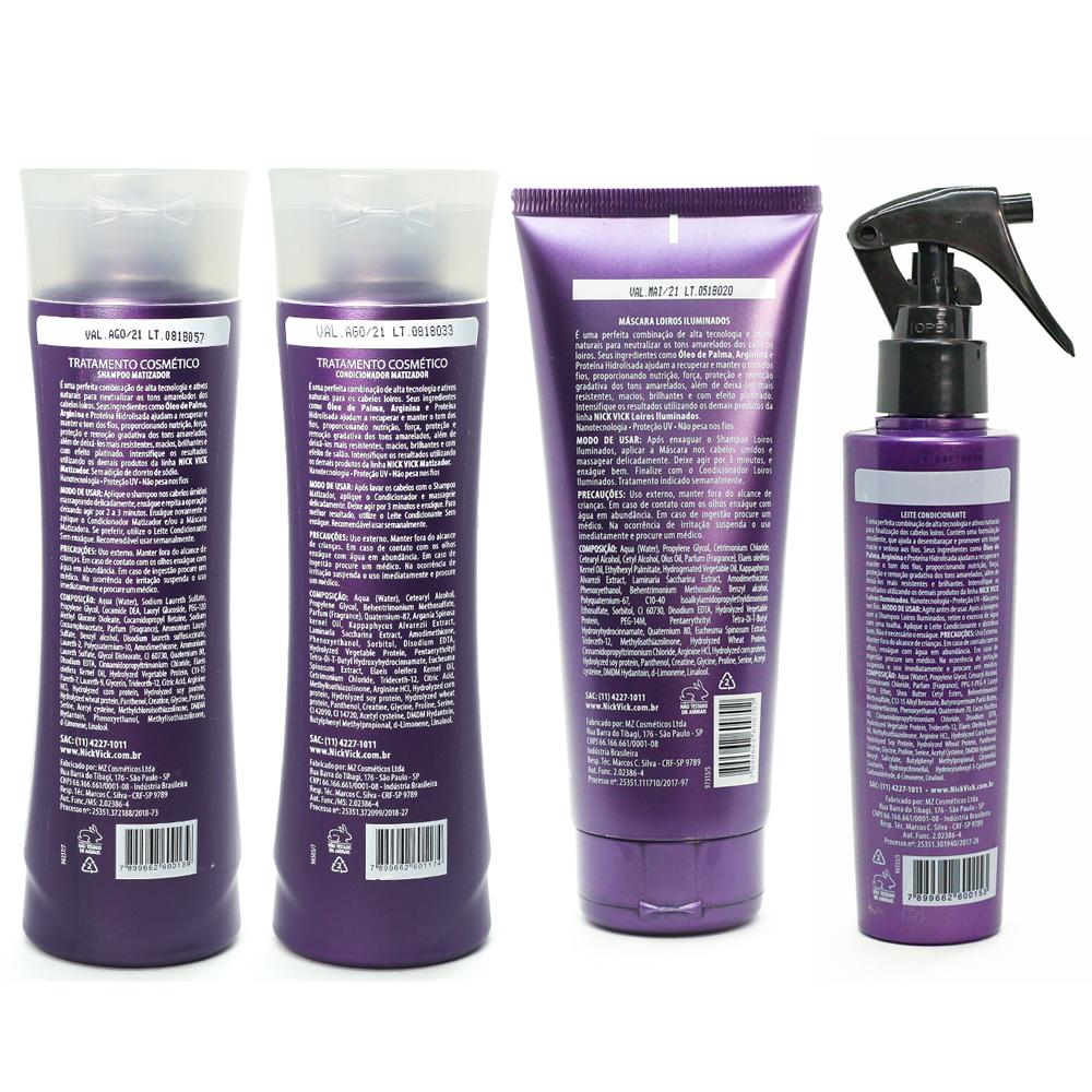 Kit Nick Vick Matizador Shampoo 250ml + Condicionador 250ml + Leave-in 140ml + Máscara 200g