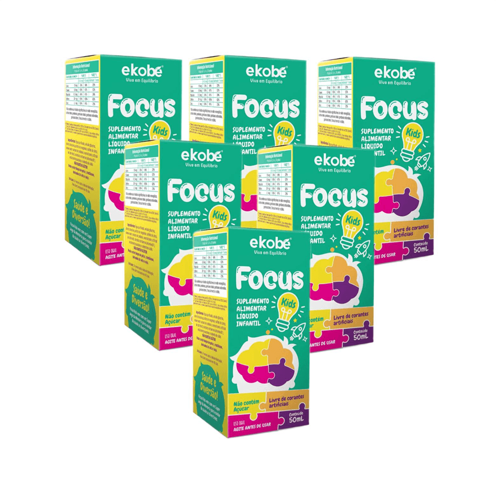 Kit 6 Focus Kids Sabor Tutti Frutti 50ml