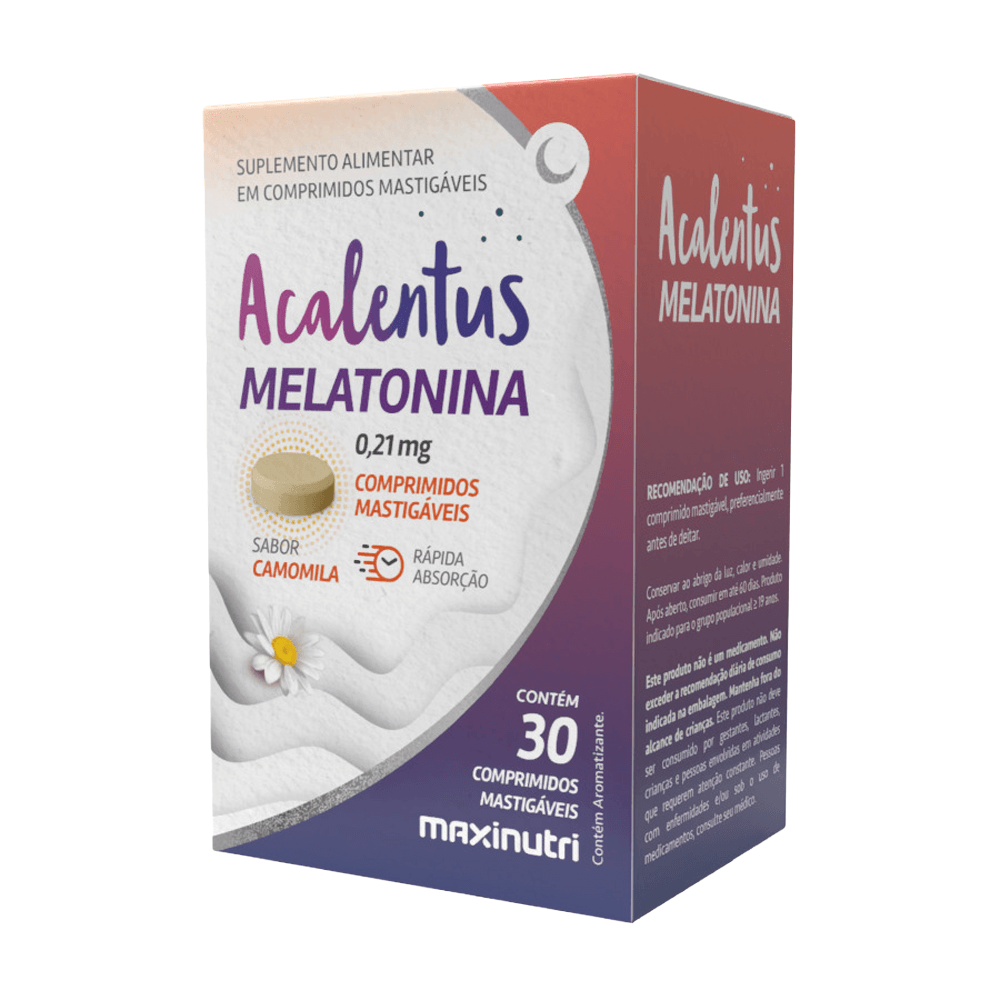 Acalentus Melatonina Mastigável Maxinutri 30 Cápsulas