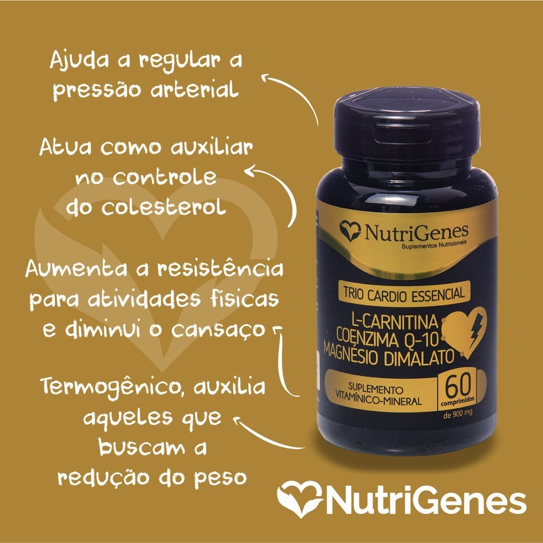 Kit Trio Cardio  Magnésio Nutrigenes 90 Cápsulas 2 Unidades