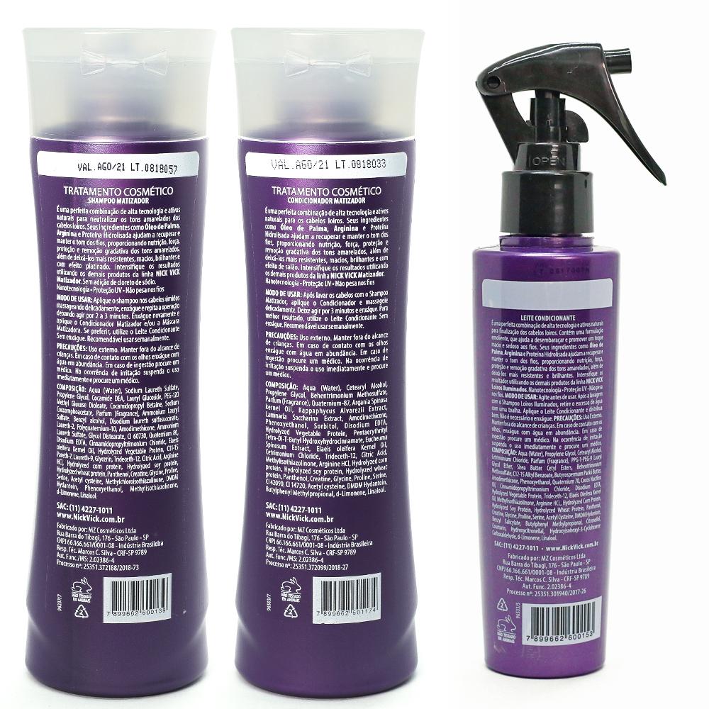 Kit Nick Vick Matizador Shampoo 250ml + Condicionador 250ml + Leave In 140ml