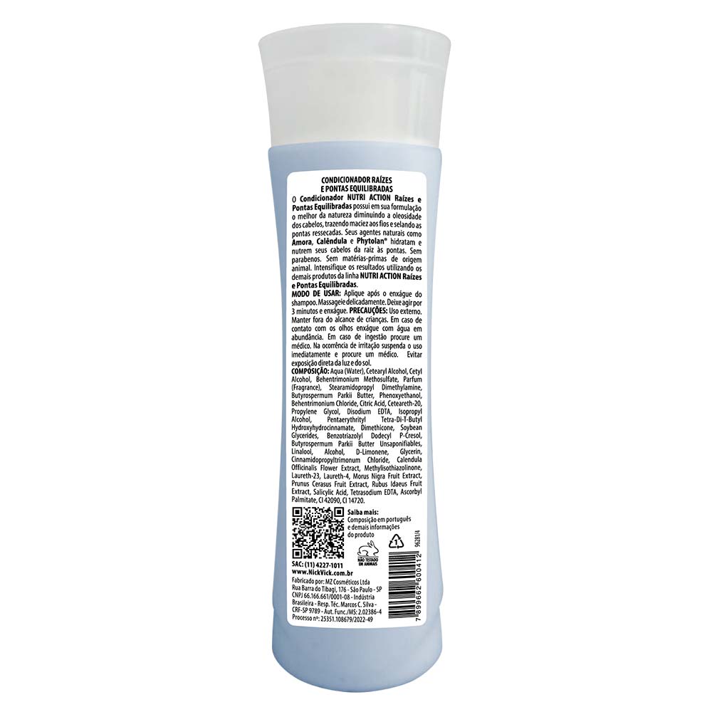 Condicionador Nutri-Hair Raízes e Pontas Equilibradas Nick & Vick 260ml