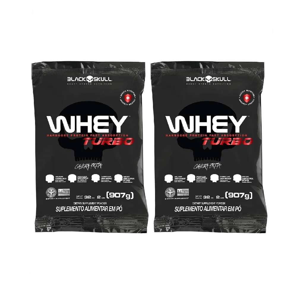 Kit Whey Turbo Morango + Baunilha 2 Unidades 907g